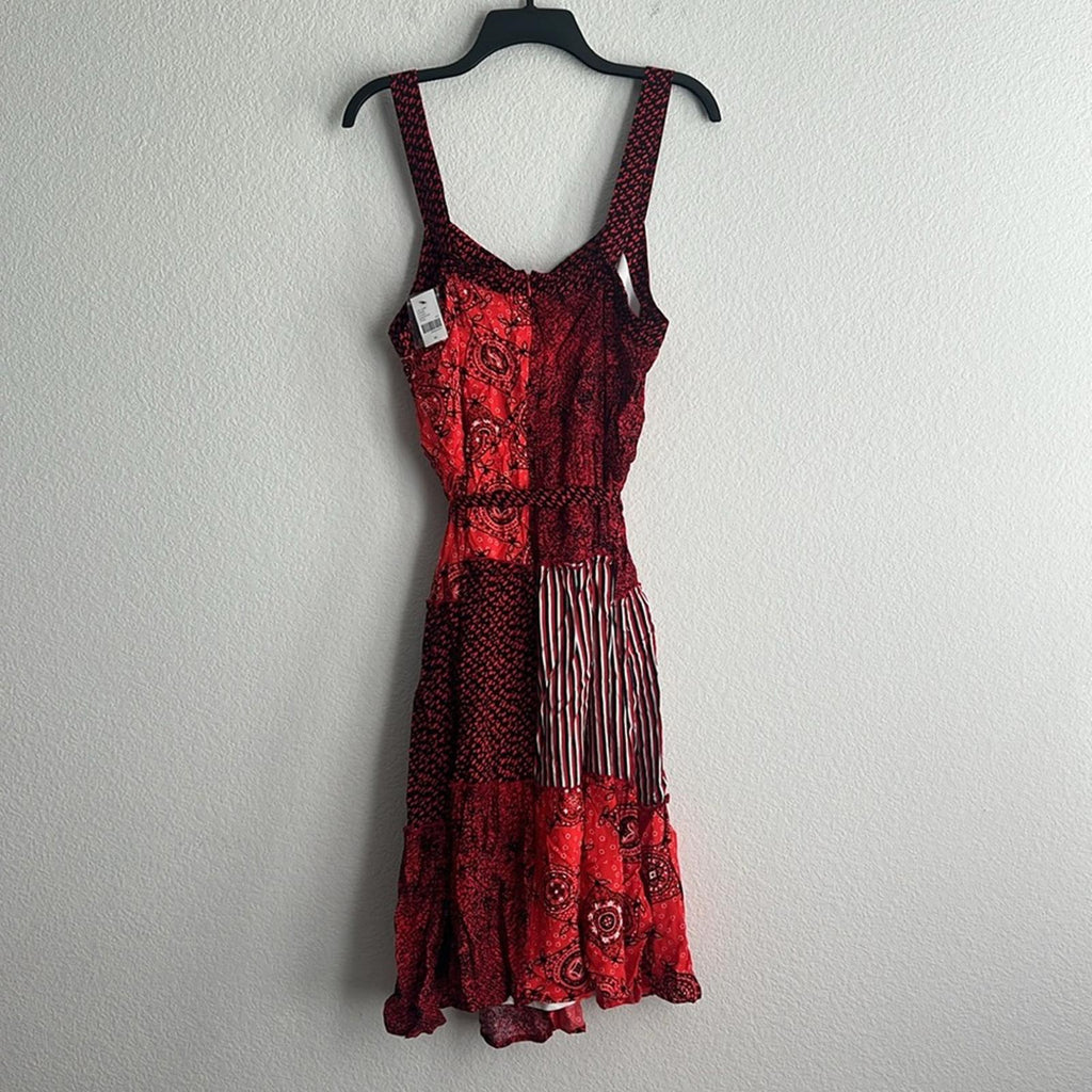 Lane Bryant Red Patchwork Print Midi Dress w/Belt, NWT, Size 14