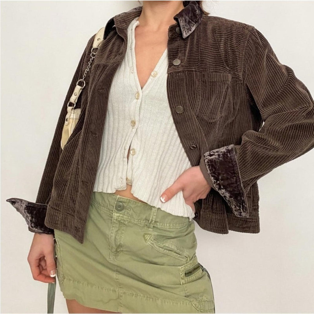 J.Jill Brown Velour Jacket, Cotton Size XS
