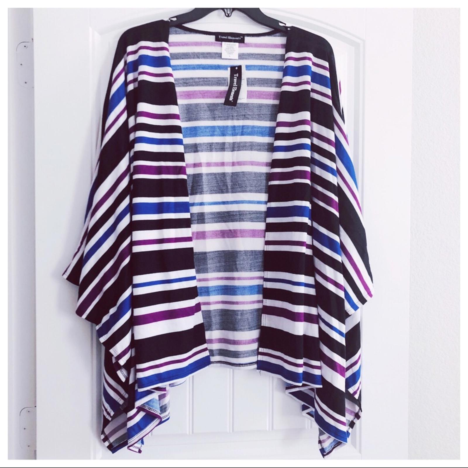 Travel Elements Striped Cardigan, Poncho Knit Sweater Size L New w/Tag