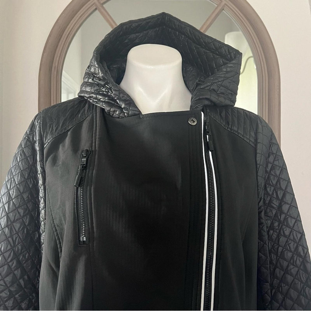 Michael Kors Quilted Reflective Hooded Jacket in Black, Size XL Retail $248