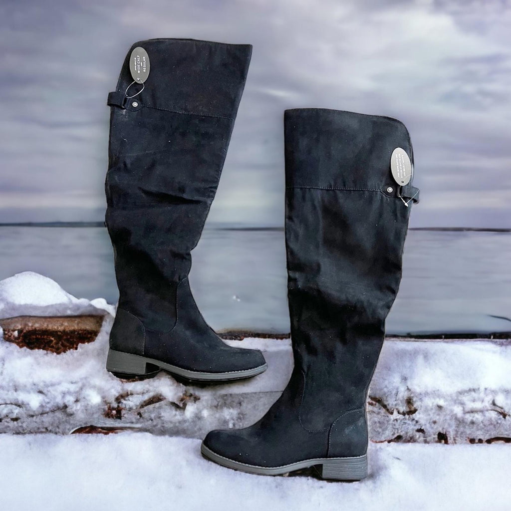 Sun+Stone Allicce Round-Toe Zip Up Dress Boots, Wide Calf, Black Size 8 NEW