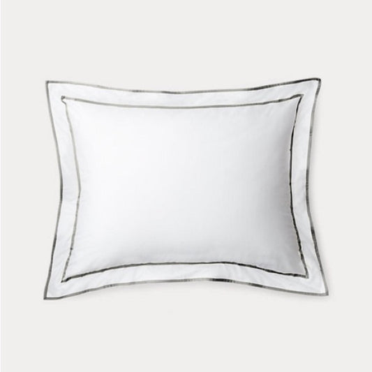 X2 Ralph Lauren KING Spencer Sateen Border Shams in Stone Grey New w/Tag $135/ea