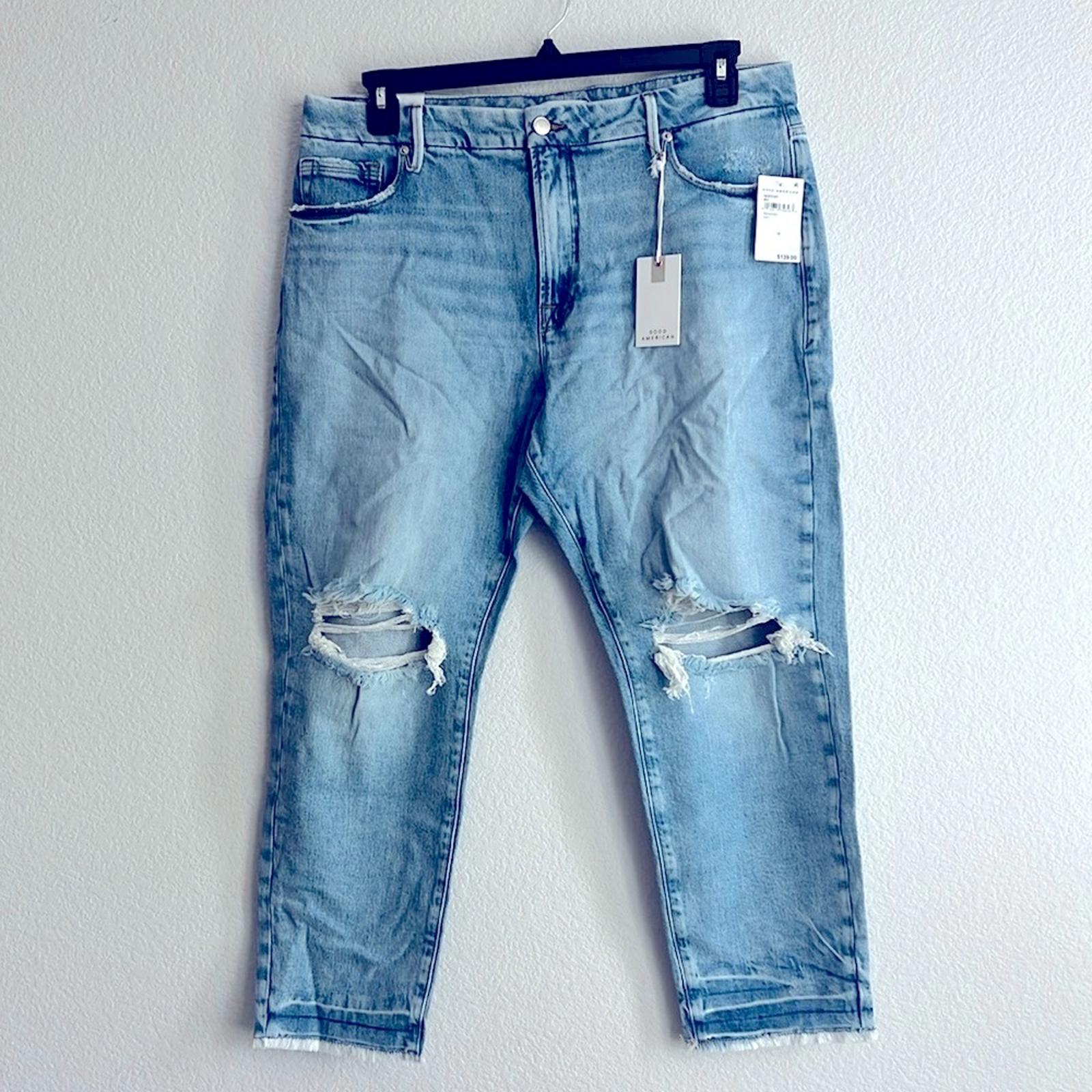 Good American Frayed Hem Distressed Jeans, Indigo Blue,  NWT, Size 16