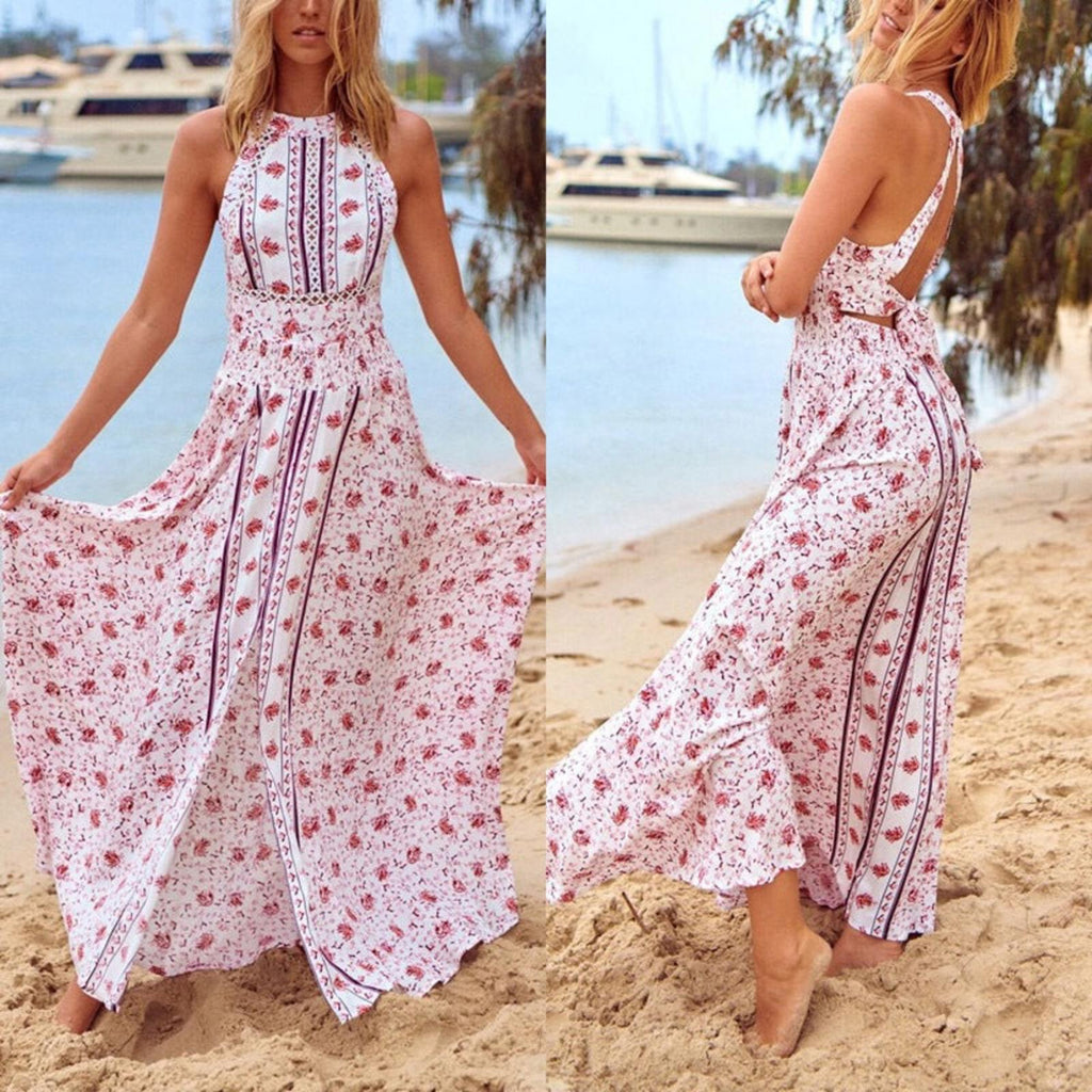 To My Lovers Sleeveless Backless Maxi Halter Dress in Pink, Size S NWT $210