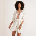 Marine Layer Tiered Boho Embroidered Dress, Linen Blend Size L New w/Tag $158