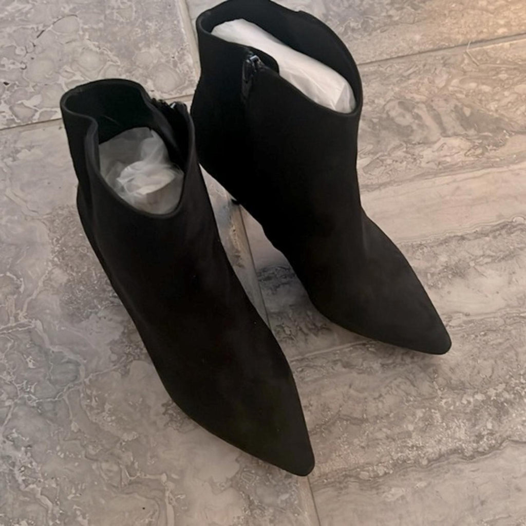Giambattista Valli Pointed-Toe Suede Heeled Booties Black Size EU 38 NEW $1,090