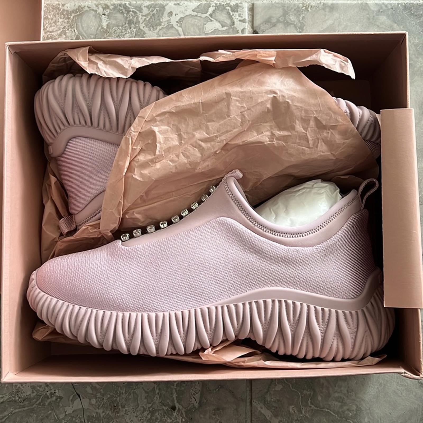Miu Miu Crystal-Embellished Low Top Sneakers, Size 39.5 New in Box SOLD OUT!