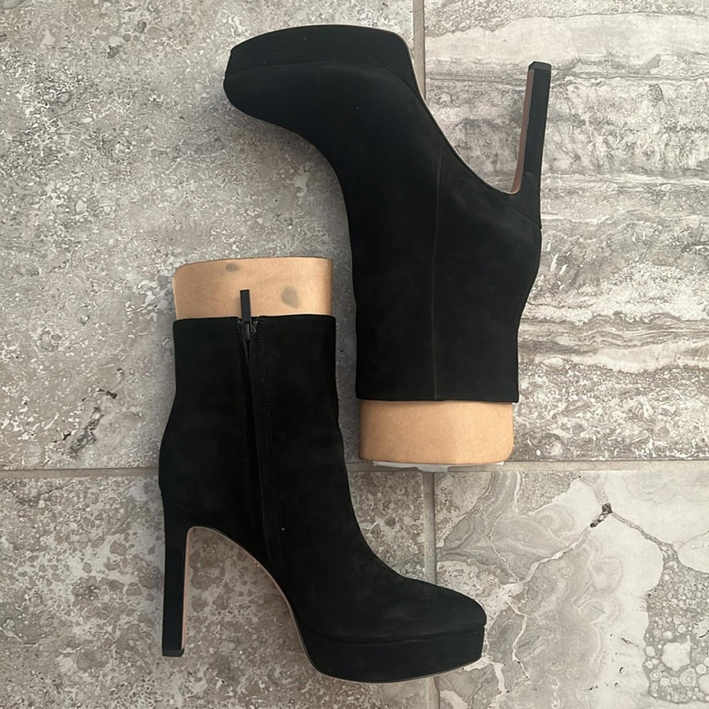 Veronica Beard Dali Suede Platform Ankle Boots, Black Size 8 New in Box $550