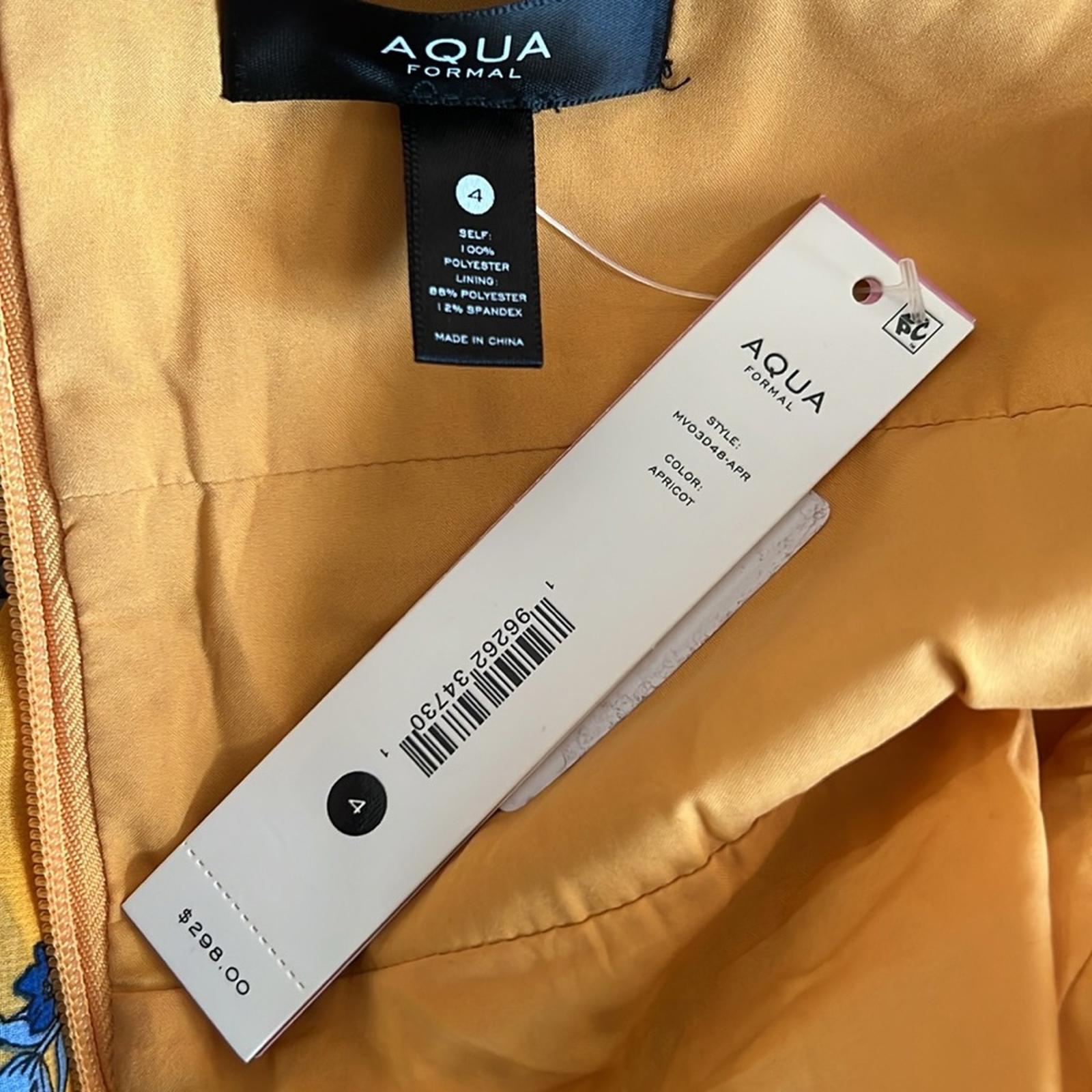 Aqua Bloomingdale’s Square Neck Evening Dress in Apricot, Size S New w/Tag $298