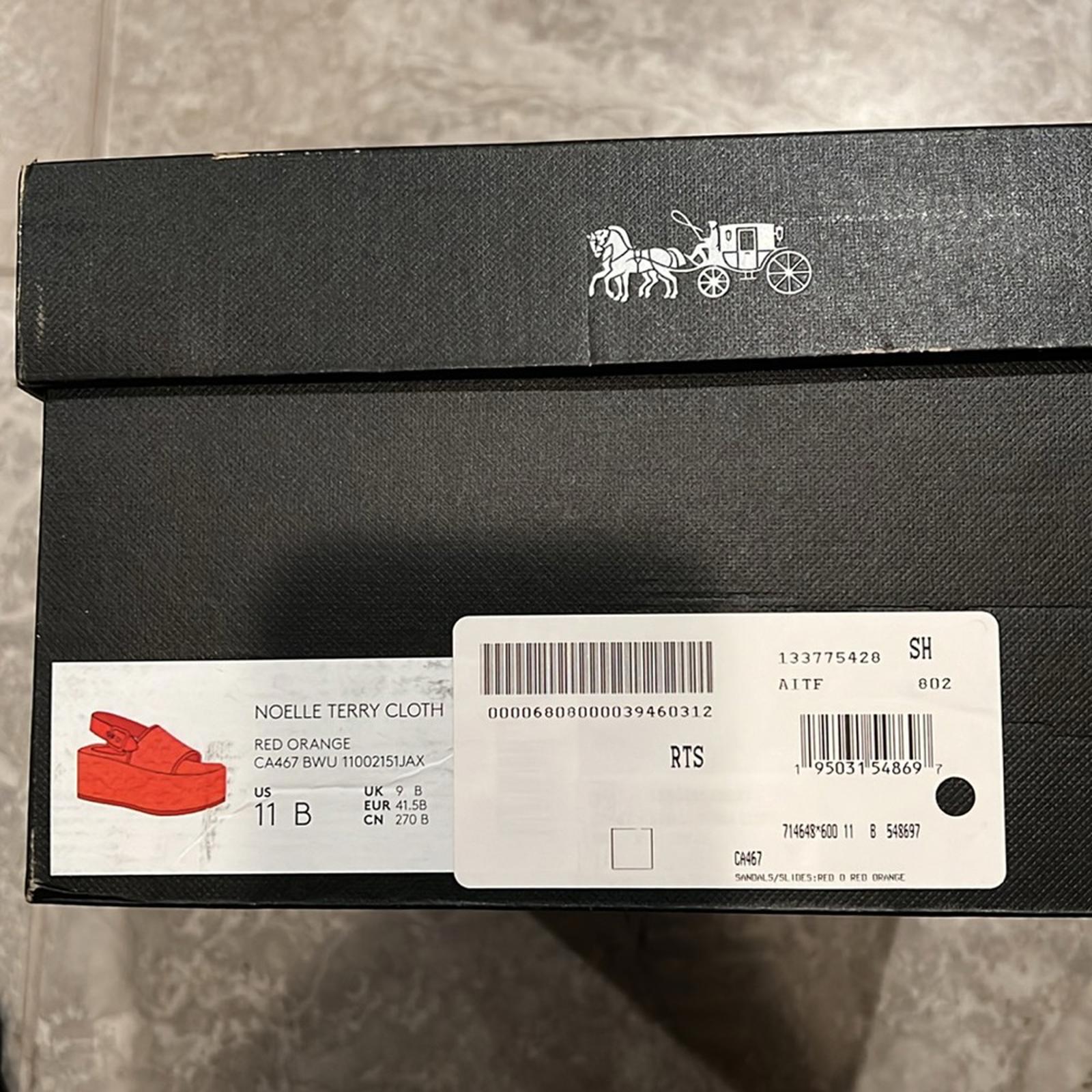 COACH Noelle Terry Cloth Sandal, Red Orange Size 11 Comes in Box - SOLD OUT!