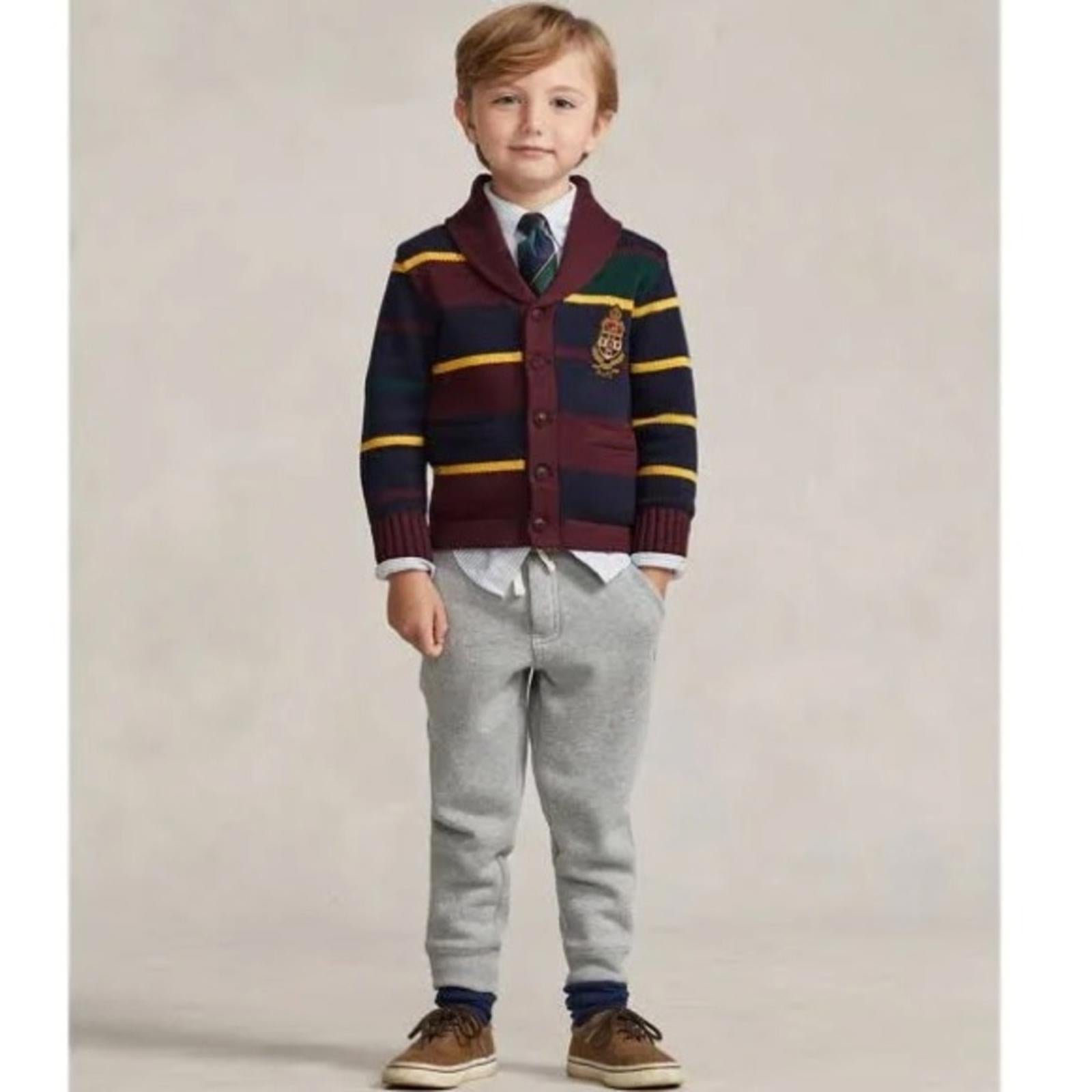 Polo Ralph Lauren Striped Striped Patchwork Cotton Cardigan, Size L(14-16) NWT