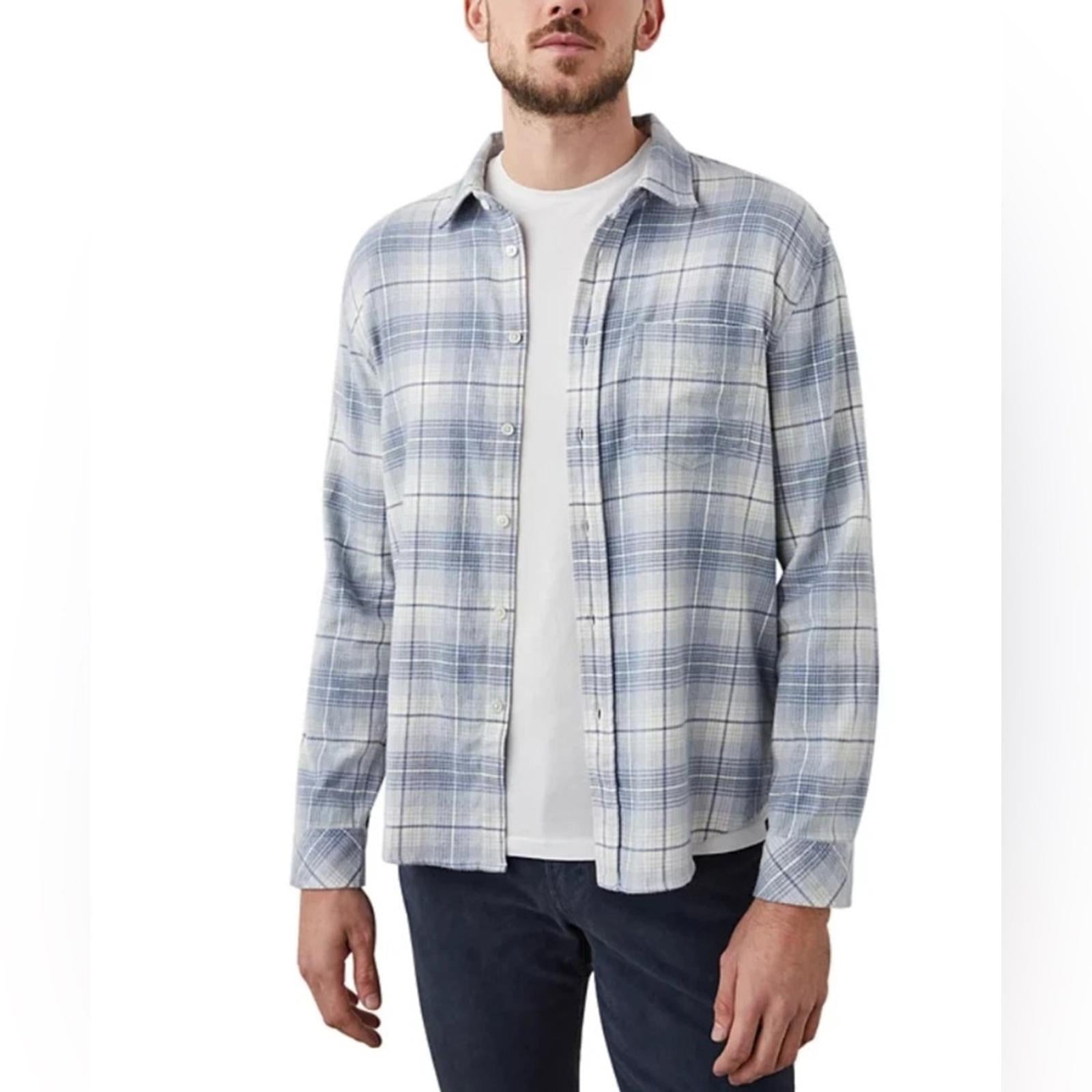 Rails Sussex Flannel Relaxed Fit Shirt in Glacier Denim White, Size S, NEW