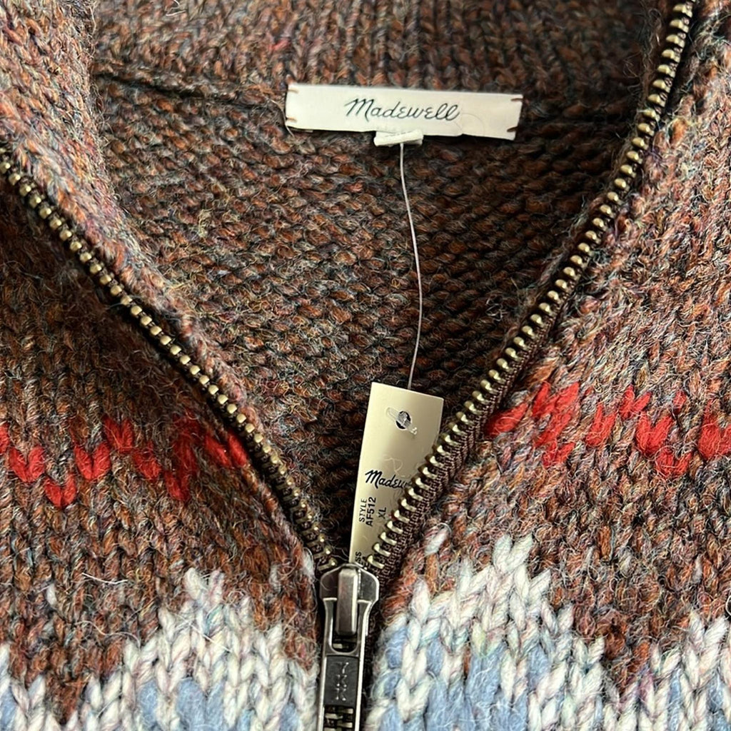 Madewell Stowe Fair Isle Half-Zip Sweater, Size XL New w/Tag