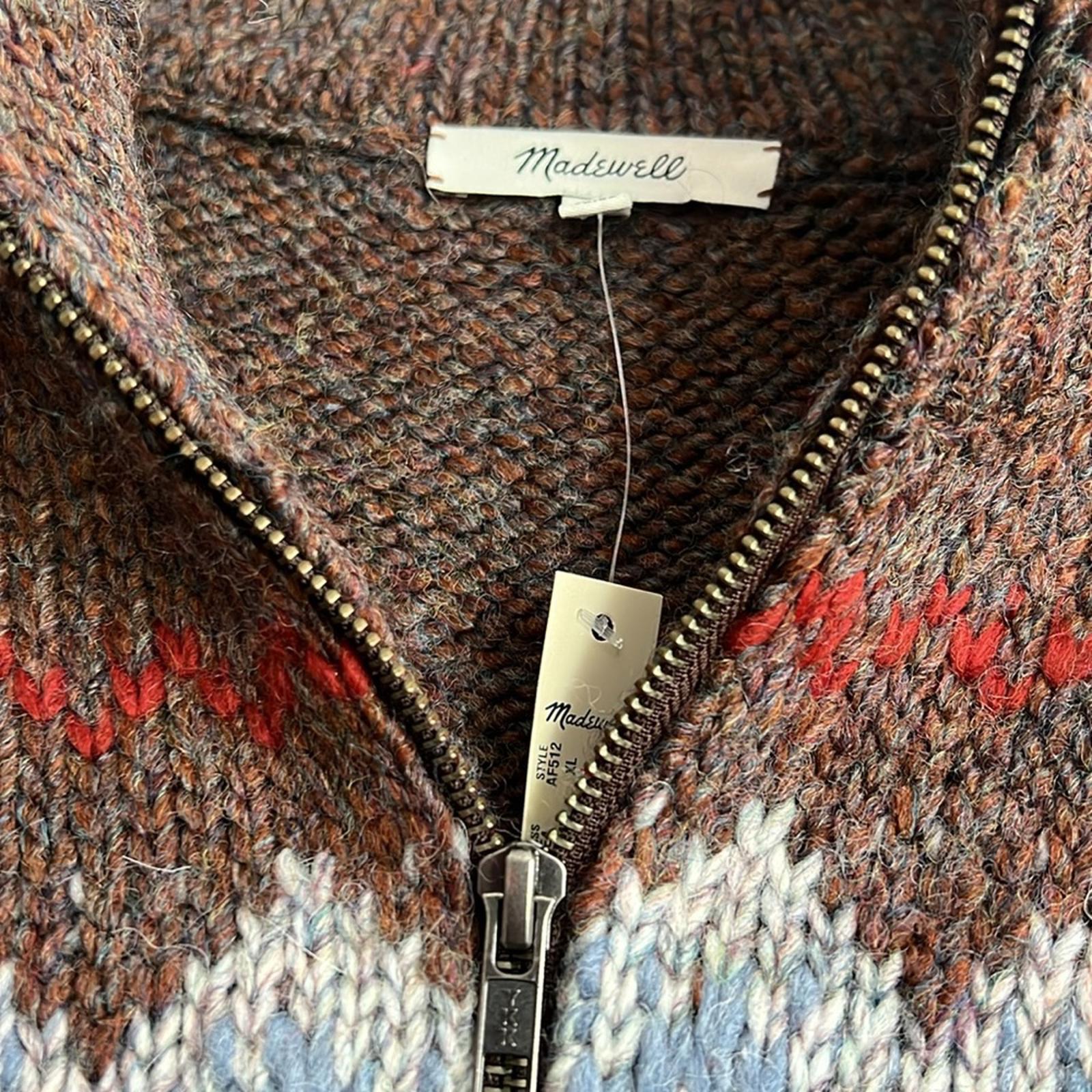 Madewell Stowe Fair Isle Half-Zip Sweater, Size XL New w/Tag
