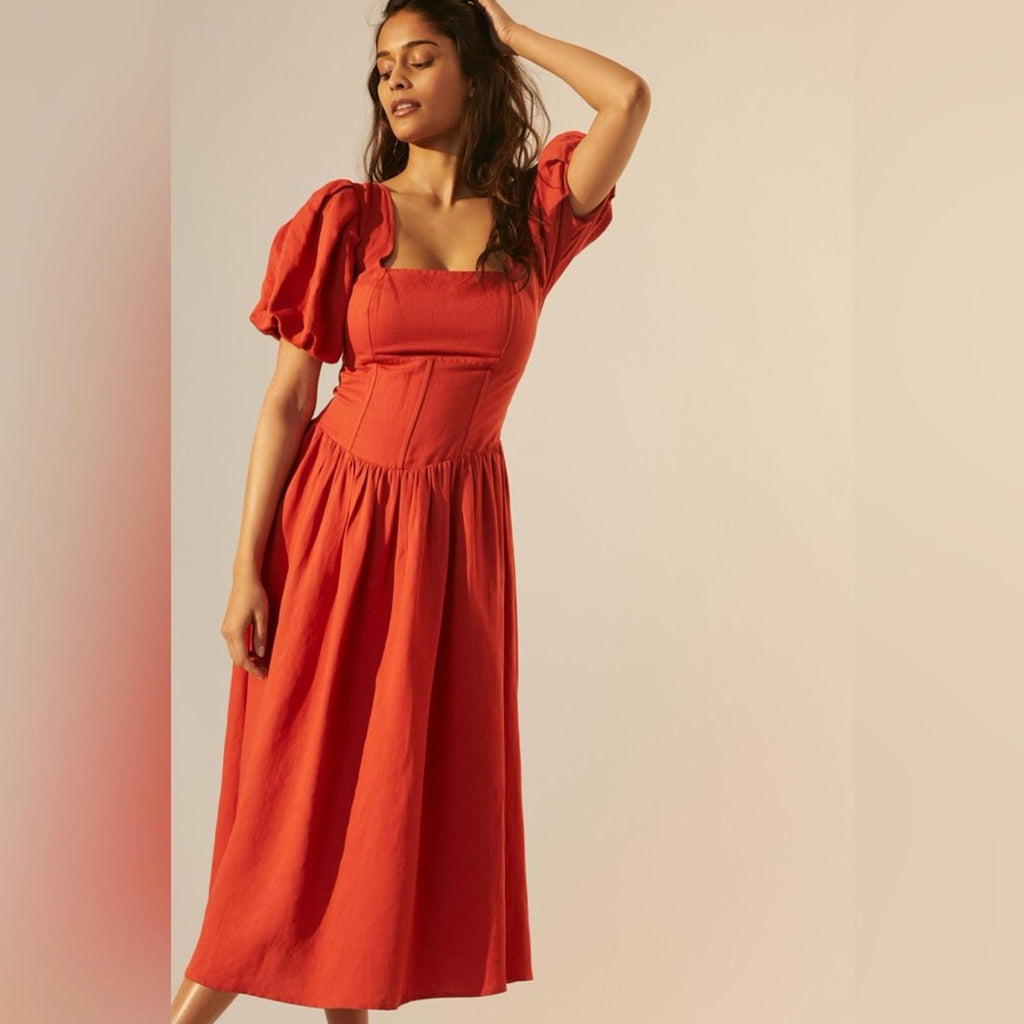 Anthropologie’s Current Air Square-Neck Puff-Sleeved Dress Size XXS New w/Tag