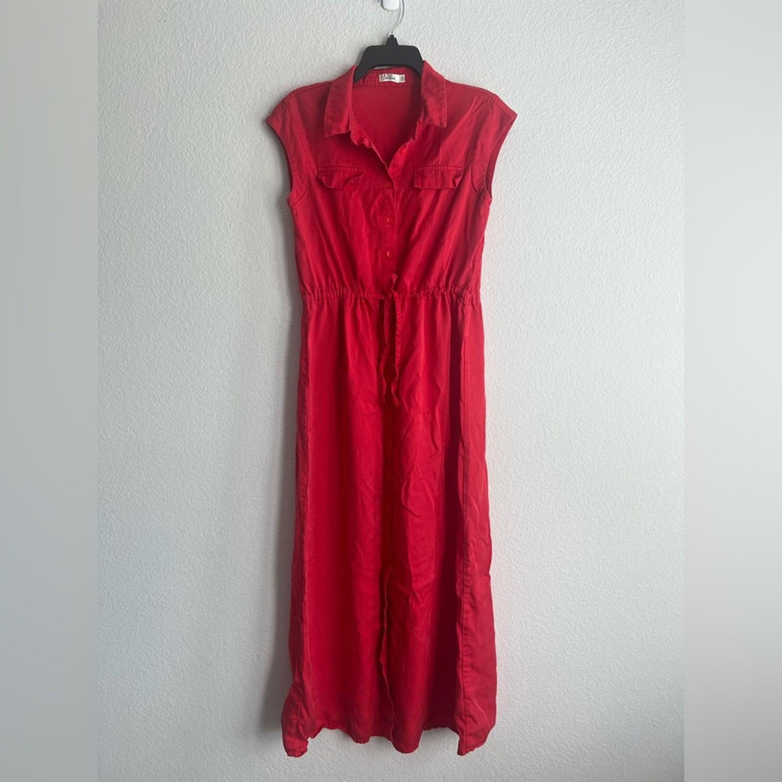 Lavand Shirtdress with Drawstring in Red, Size S Retail $114