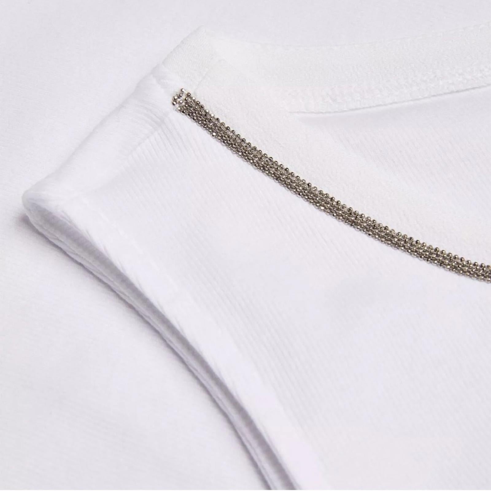 Fabiana Filippi Ball-Chain Trim Tank Top in White, Size XS New w/Tag