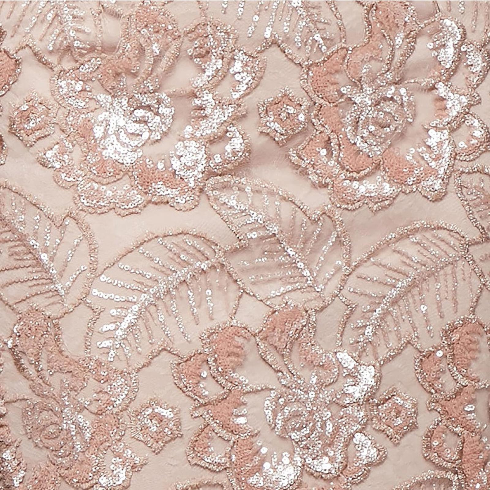 Alex Evening Floral Embroidered Cocktail Sheath Dress in Rose Gold, Size 6 NWT