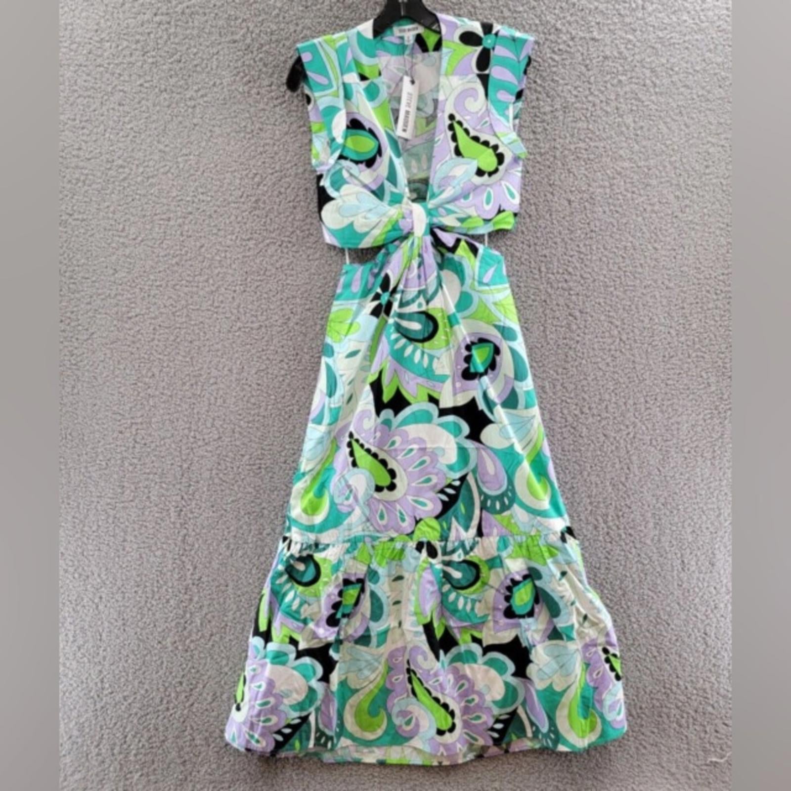 Steve Madden Amanda Cutout Midi Dress, Multi Size XL New w/Tag in Packaging