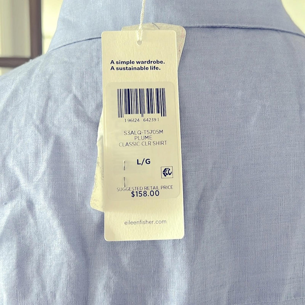 Eileen Fisher Handkerchief Linen Classic Collar Shirt, Size L New w/Tag SOLD OUT