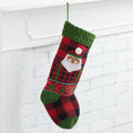 Red and Green Knit Lumberjack Santa Christmas Stocking, New w/Tag