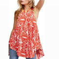 NEW Free People Halter Tunic, Linen Blend Top in Red Lavender Size S New w/Tag