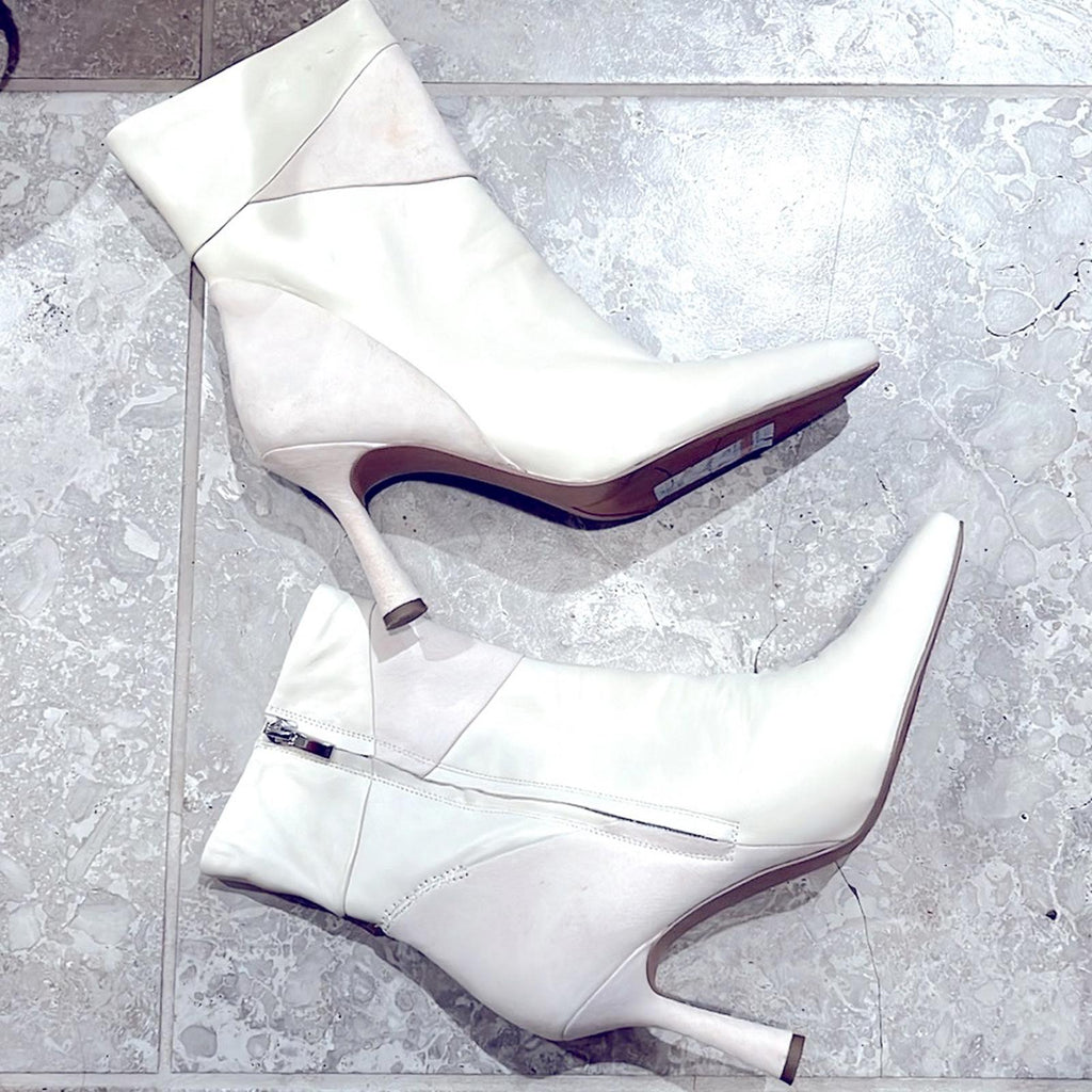 Franco Sarto Milinda Leather Booties, Stone White Size 9.5 M, in Original Box