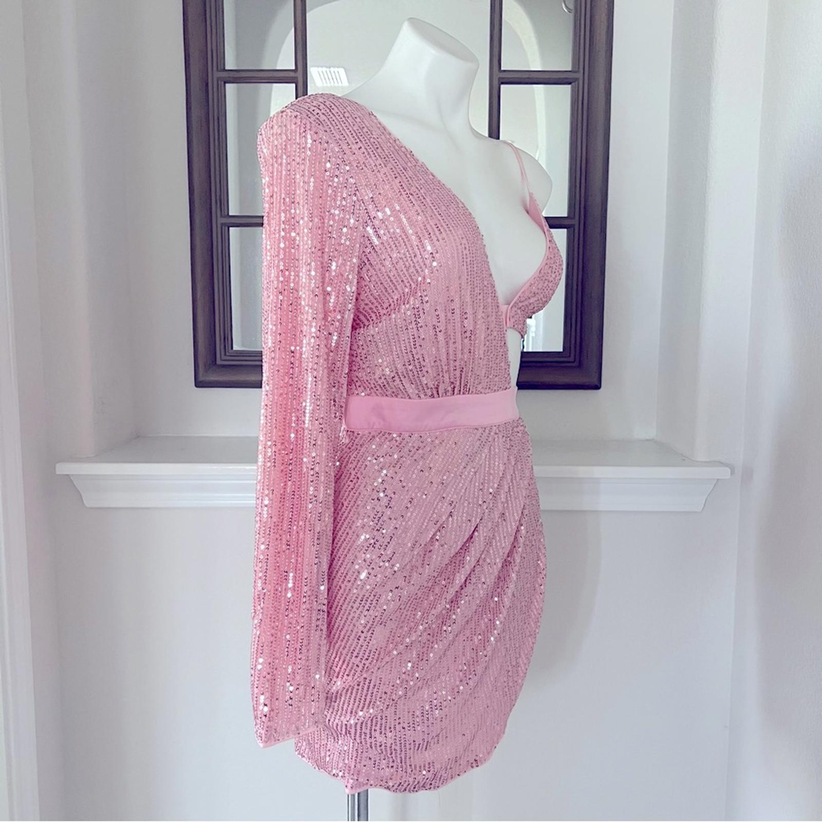 NWT Area Stars Cutout Sequin Mini Dress in Pink, Size M NEW w/Tag, Retail $250