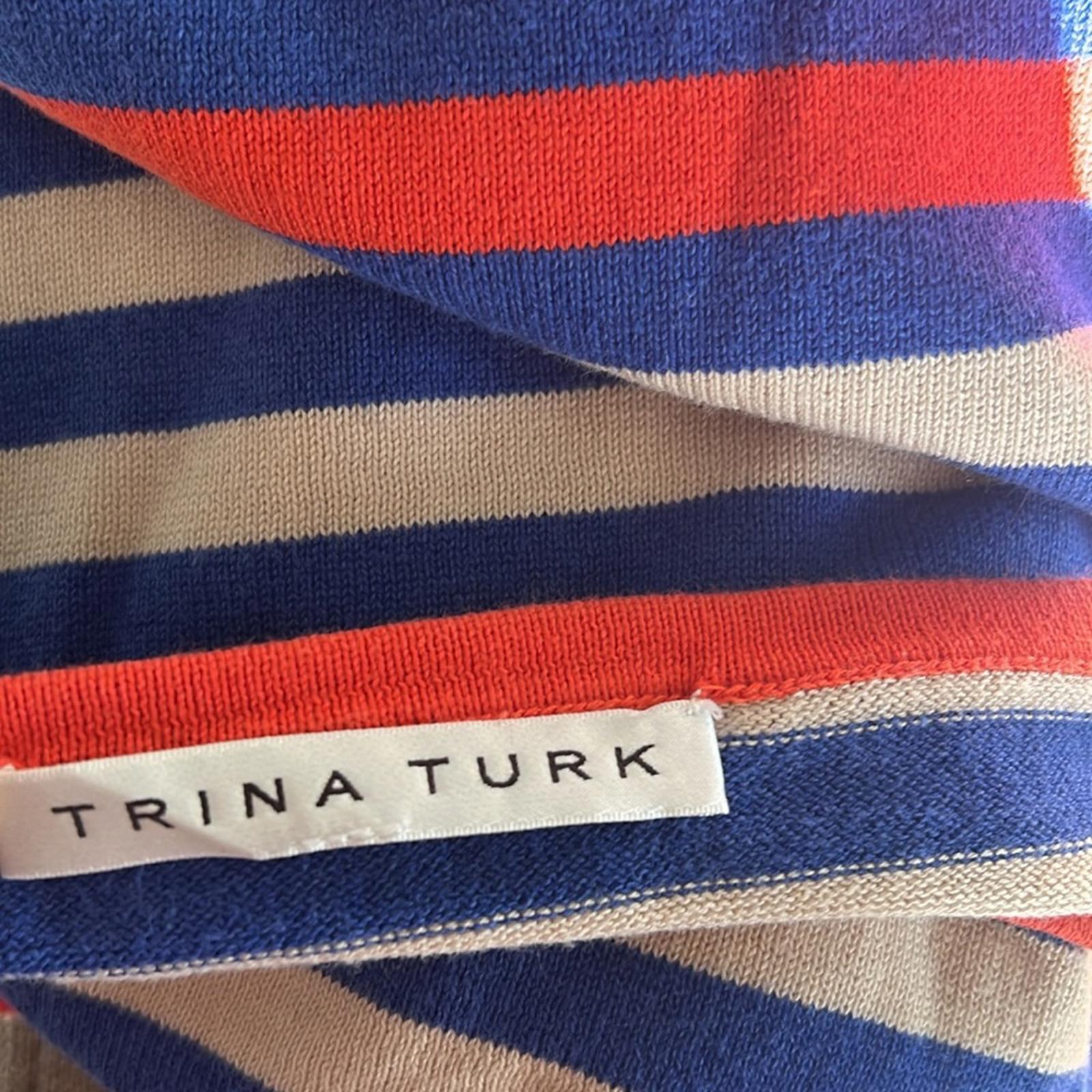Trina Turk Striped Short Sleeve Knit Top Sweater, Size S EXCELLENT!