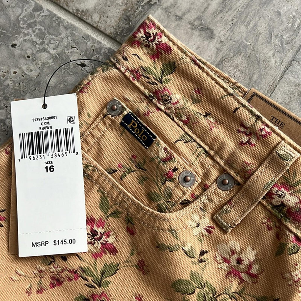 Ralph Lauren Floral Canvas Cropped Wide Leg Pants, Alvarado Wash, Size 16 NWT