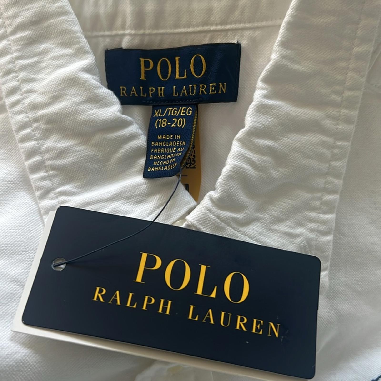 Polo Ralph Lauren Logo Embroidered Oxford Short-Sleeve Shirt Size XL(18-20) NWT