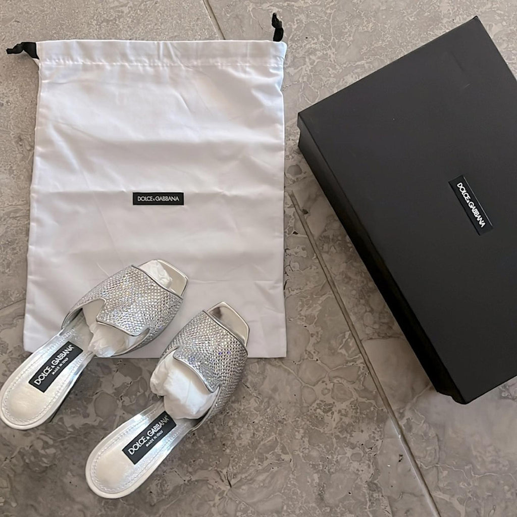 Dolce & Gabbana DG-Heel Gemstone-Embellished Mules Size 40 NEW + Box + Dust Bag