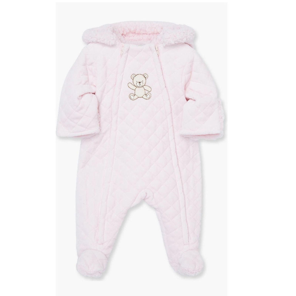 Little Me Bear Quilted Velour Pram/Snowsuit in Pink, 6-9 Months New with Tag