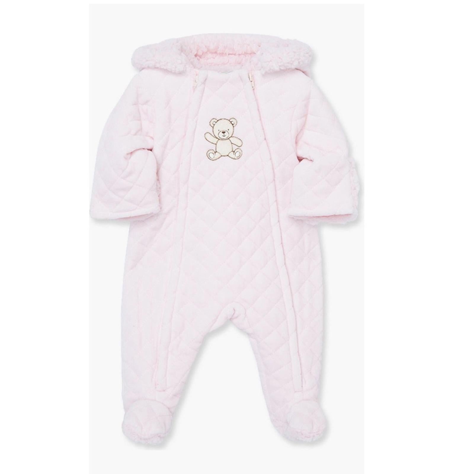 Little Me Bear Quilted Velour Pram/Snowsuit in Pink, 6-9 Months New with Tag