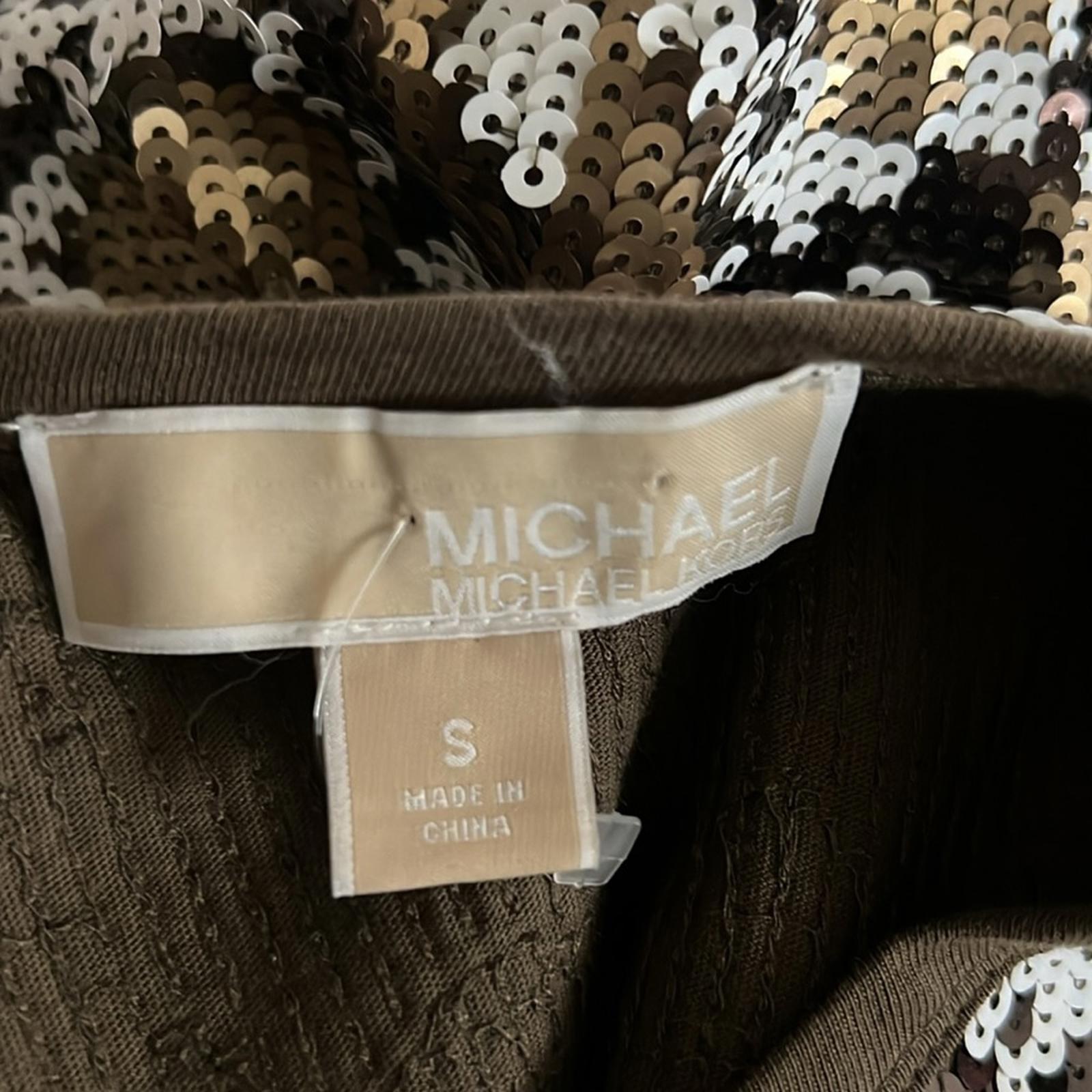 NEW Michael Kors Sequined Animal Print Top, Crewneck, Size S