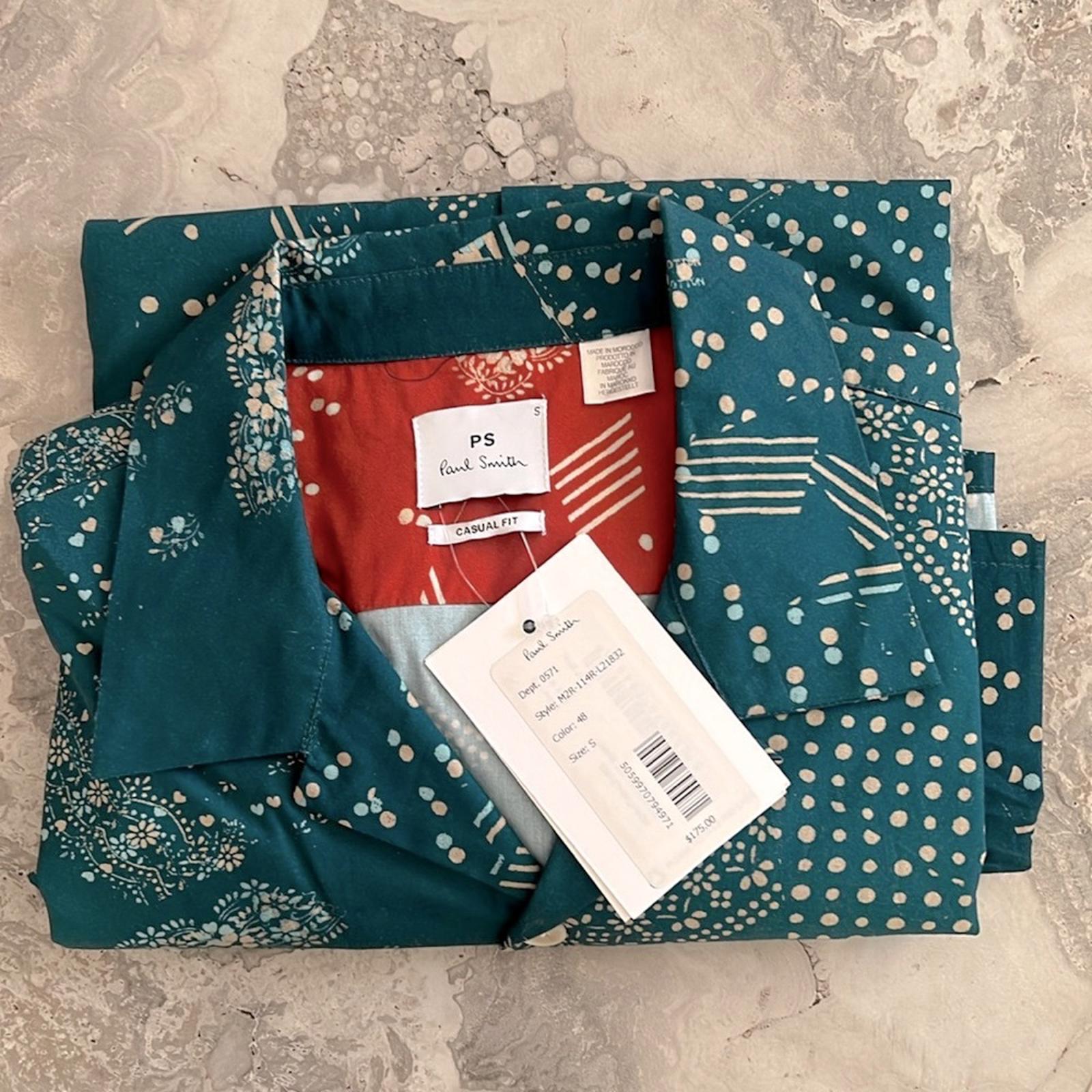 PS Paul Smith Doodle Pattern Short Sleeve Shirt in Dark Blue Size S New w/Tag