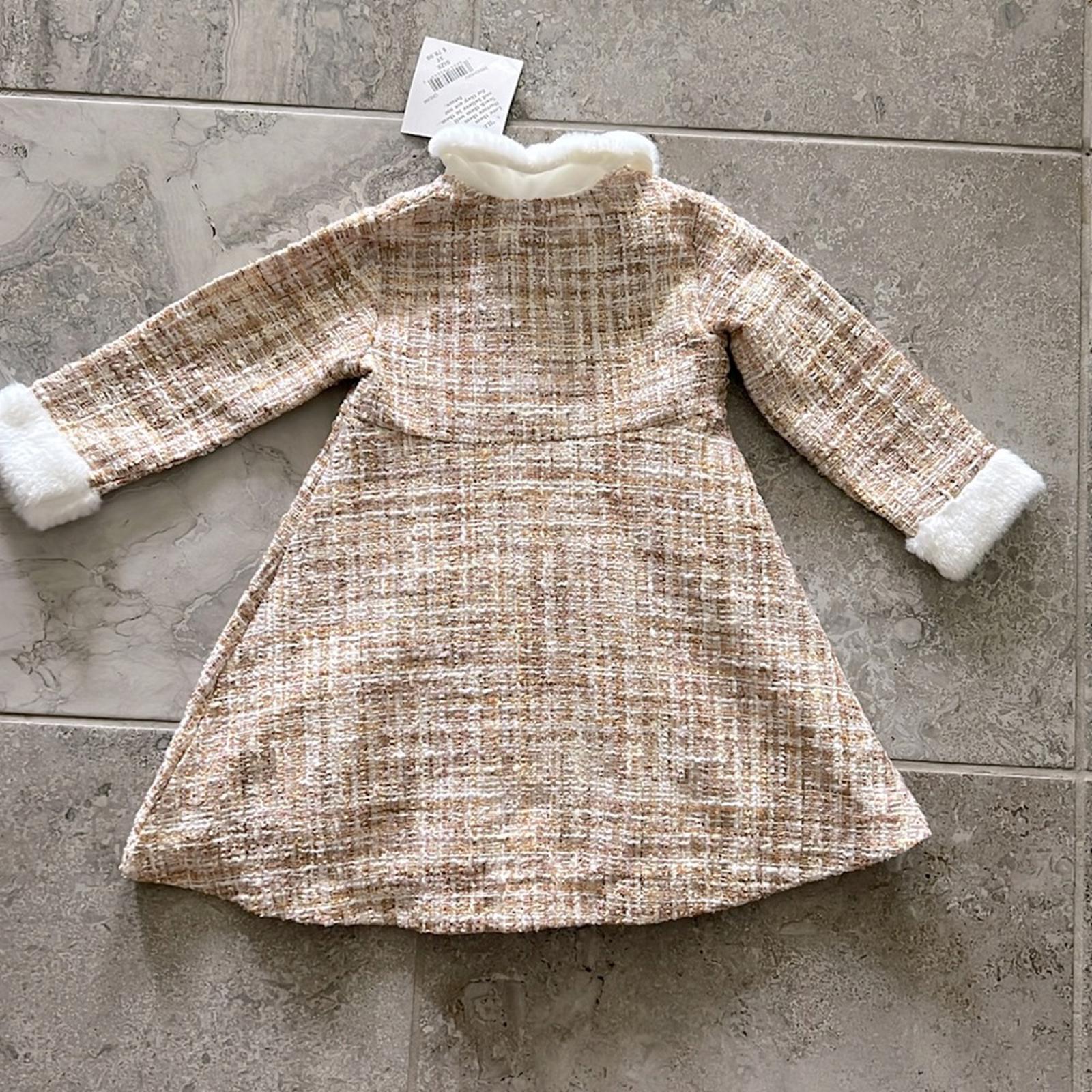 Blueberi Boulevard Tweed Boucle Coat w/Sleeveless Glitter Tulle Dress Set NWT 3T
