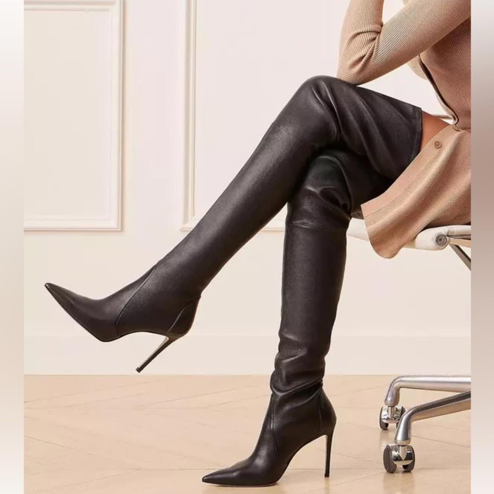 Stuart Weitzman UltraStuart100 Over The Knee Boots Suede Black Size 7 NEW in Box