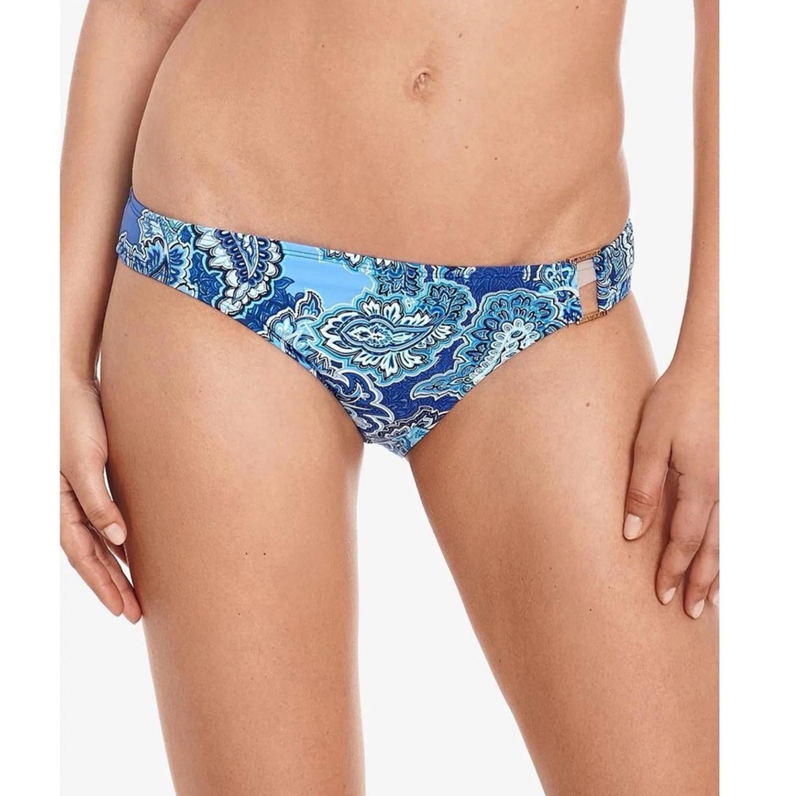 NWT Lauren Ralph Lauren Swim Blue Bandana Paisley Ring Hipster Bikini Bottom, 16