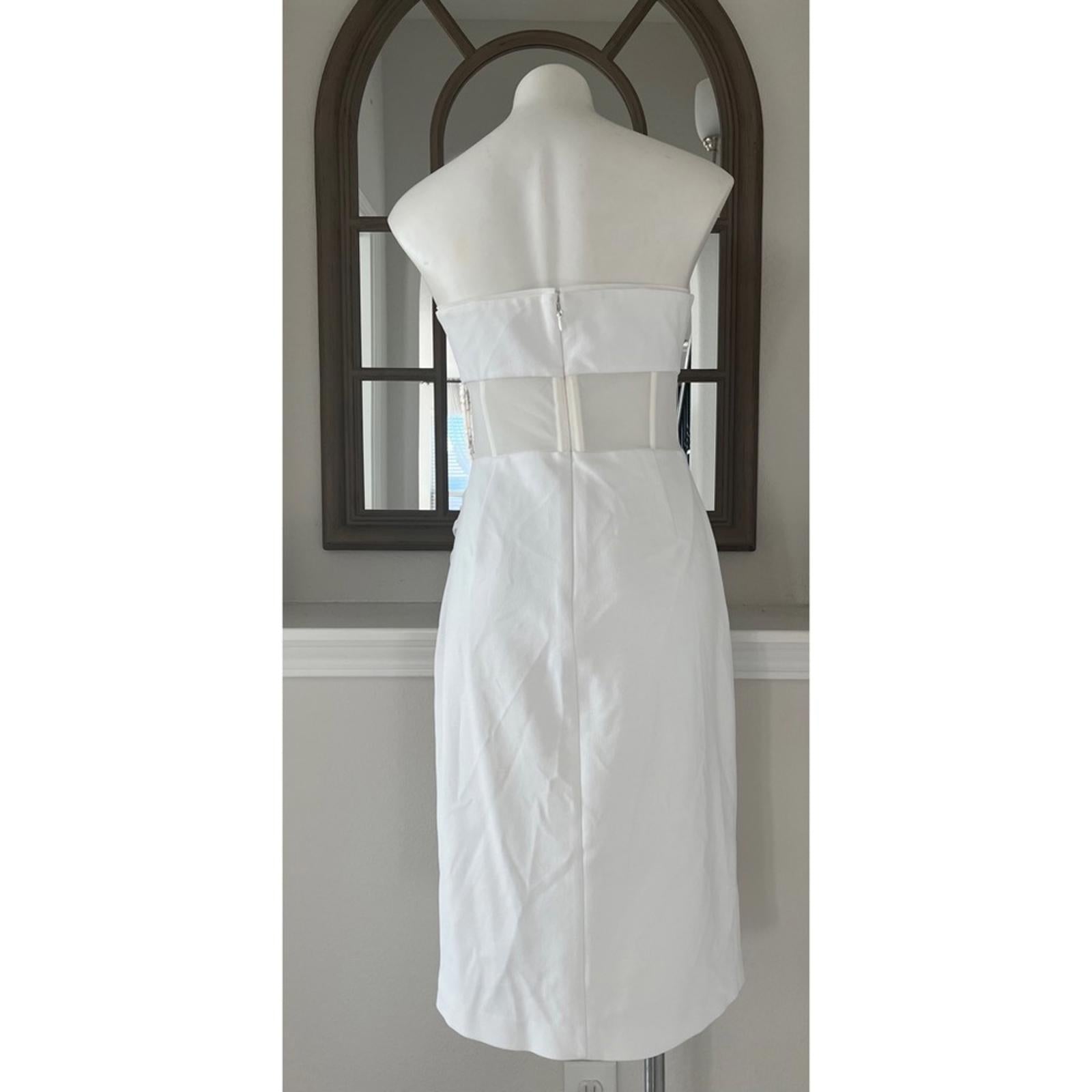 BCBGMaxazria STRAPLESS Illusion Waist Dress, White Size 10, Retail $298