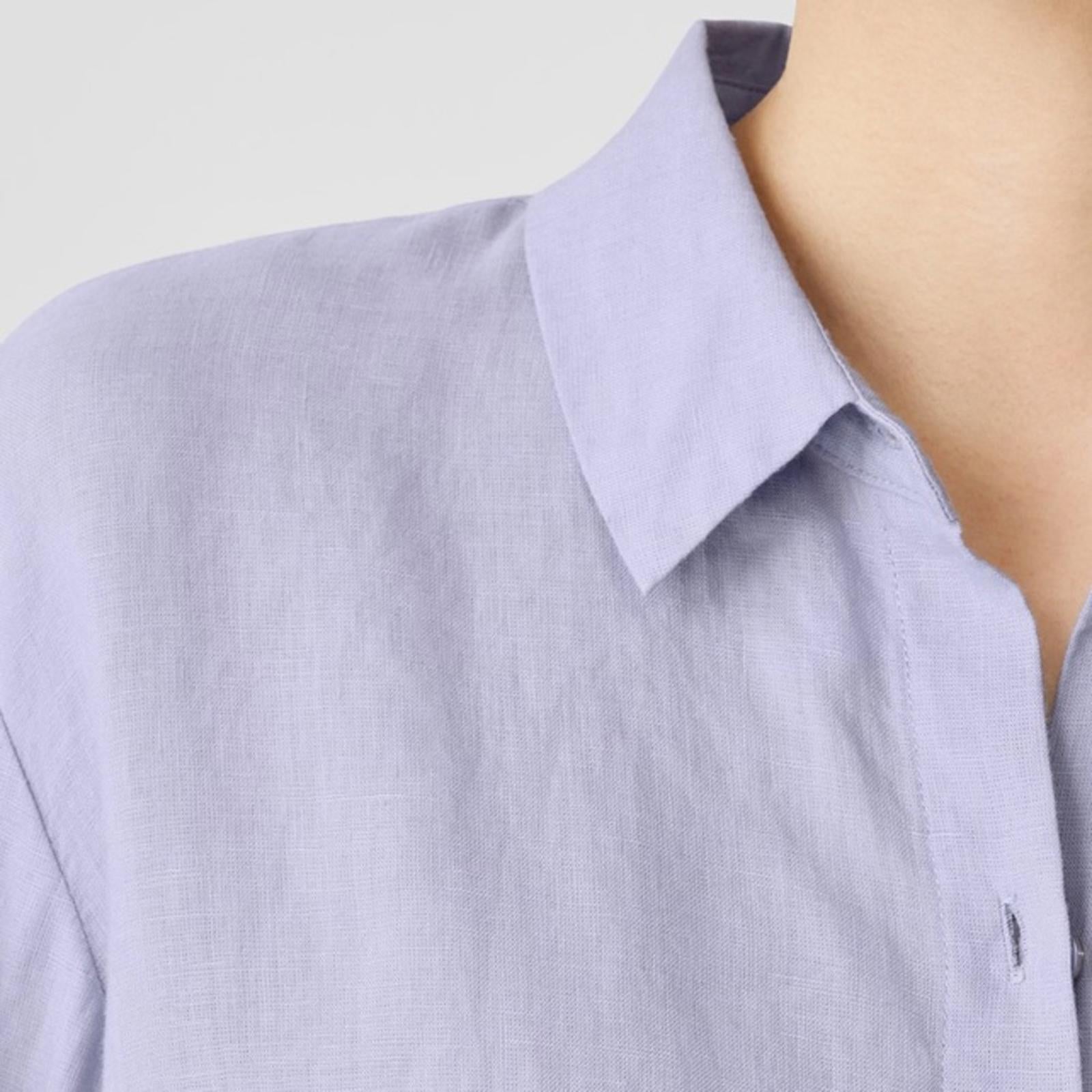 Eileen Fisher Handkerchief Linen Classic Collar Shirt, Size L New w/Tag SOLD OUT