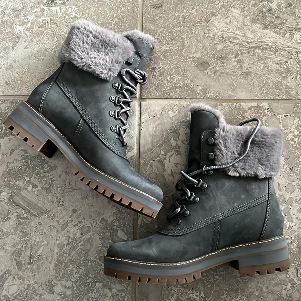 Timberland Courmayeur Valley Waterproof 6” Boots in Med Grey, Size 8 NEW in Box