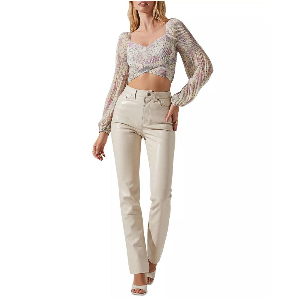 ASTR the Label Bonnie Pleated Floral Print Crop Top, Size XL New in Packaging