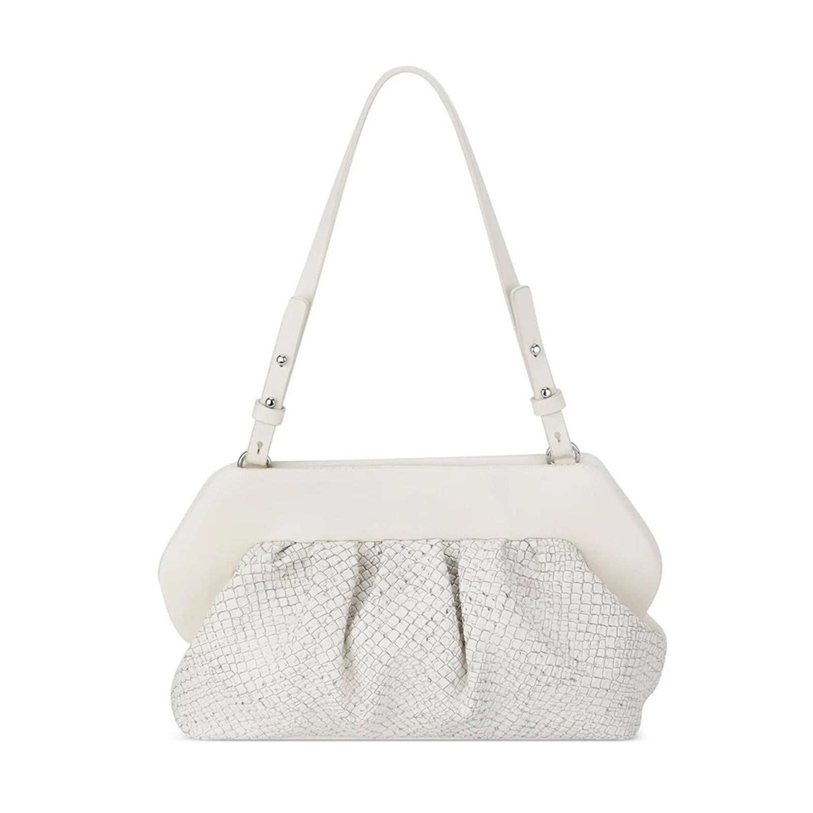 NWT Vince Camuto Amari Leather Clutch Bag in Cotton White, New w/Tag $158