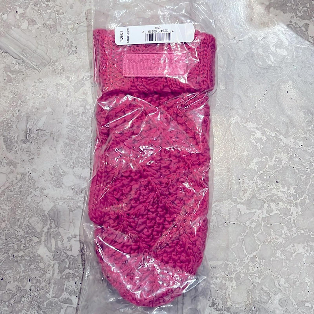 Kurt Geiger Metallic Cable Knit Mittens Pink , One Size, New with Tag