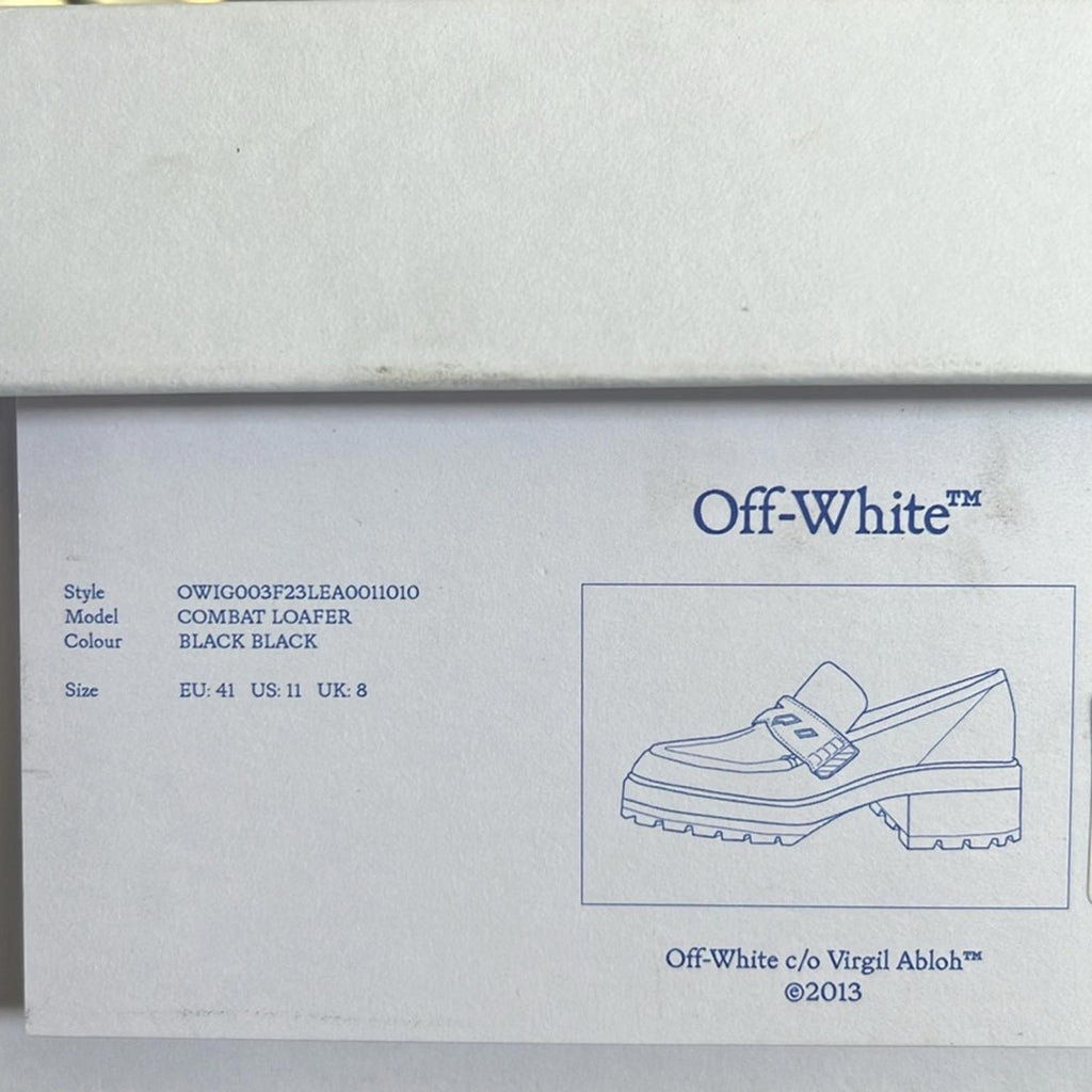 Off-White Diag-Stripe Black Leather Loafers, Size 41 NEW in Box +DustBag $1,055