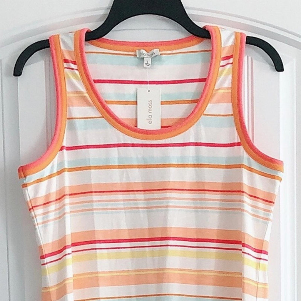 Ella Moss Sylvia Knit Stripe Hi-Low Midi Dress, Size L, New w/Tag
