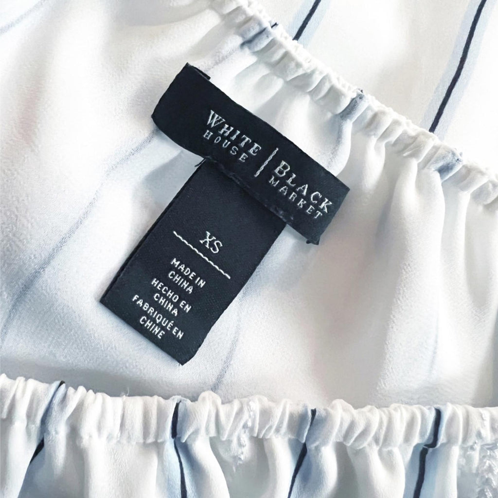 WHBM Off-The-Shoulder Stripe Blouse, White Blue Size XS Retail $99