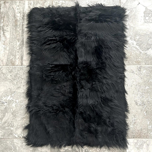Black Faux Fur Rug, Size 60x90cm, Brand New