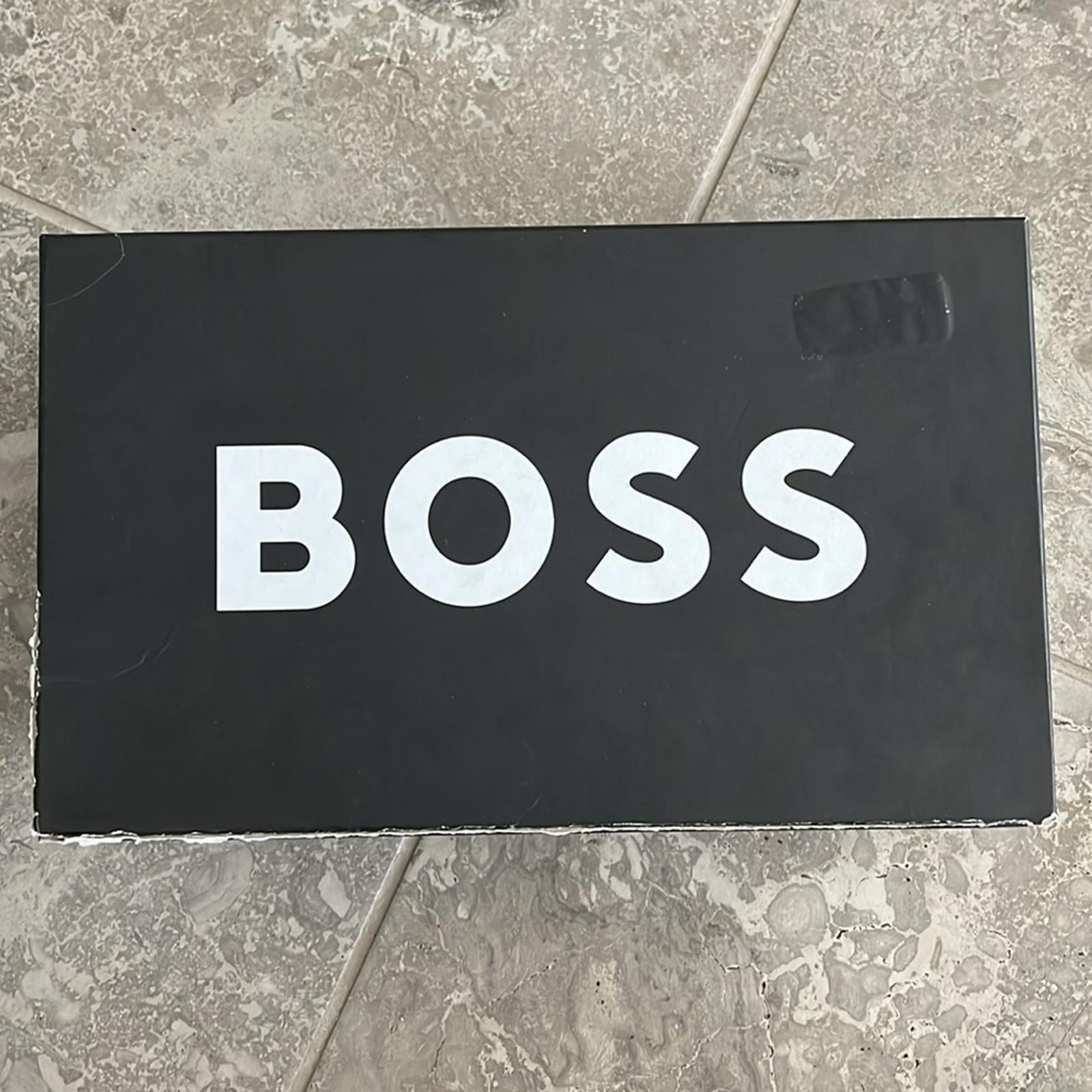 BOSS Leather Sneakers Clint in White, Size 43/10 New in Box